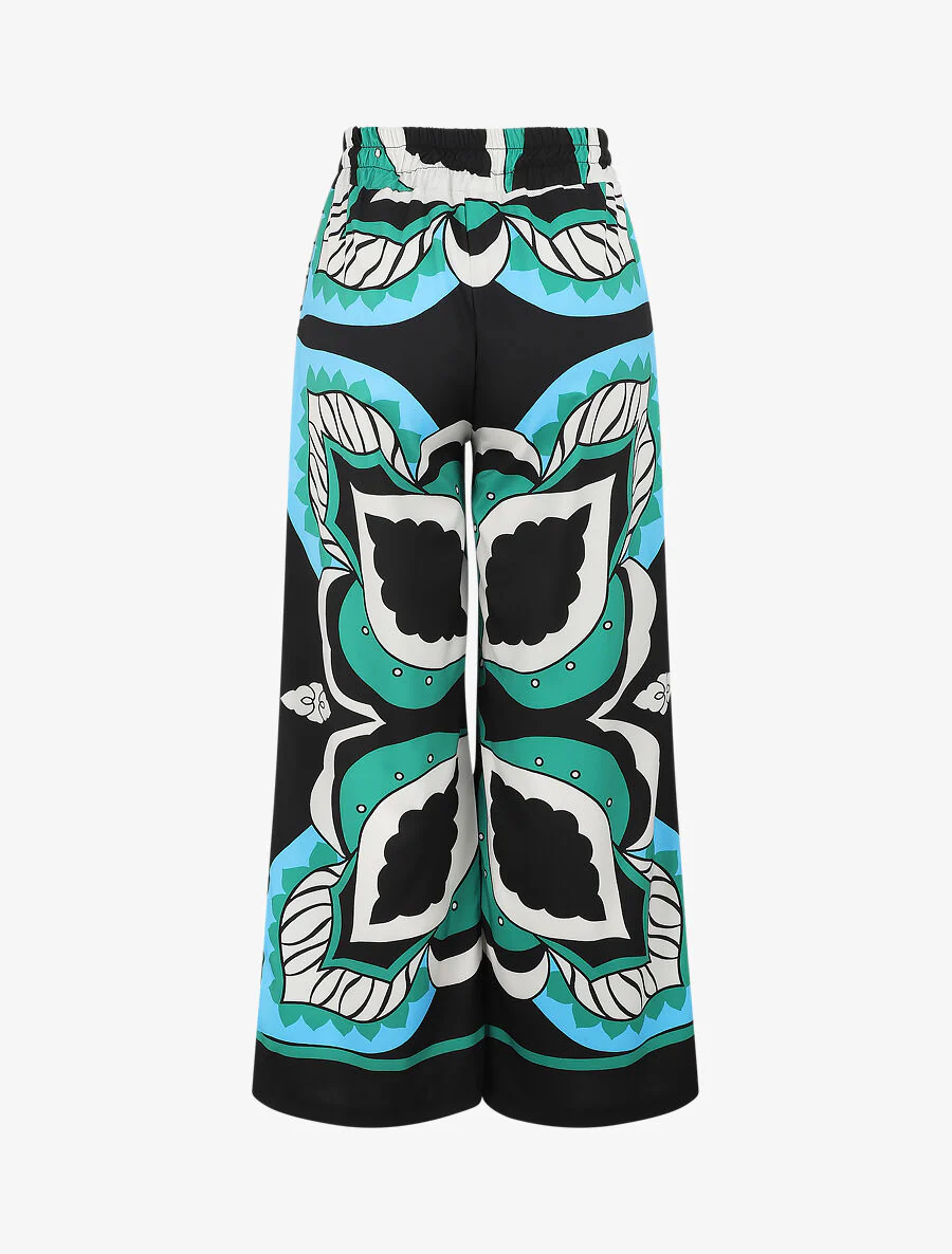 70's gedrukte wijde broek - Zwart - Image 2