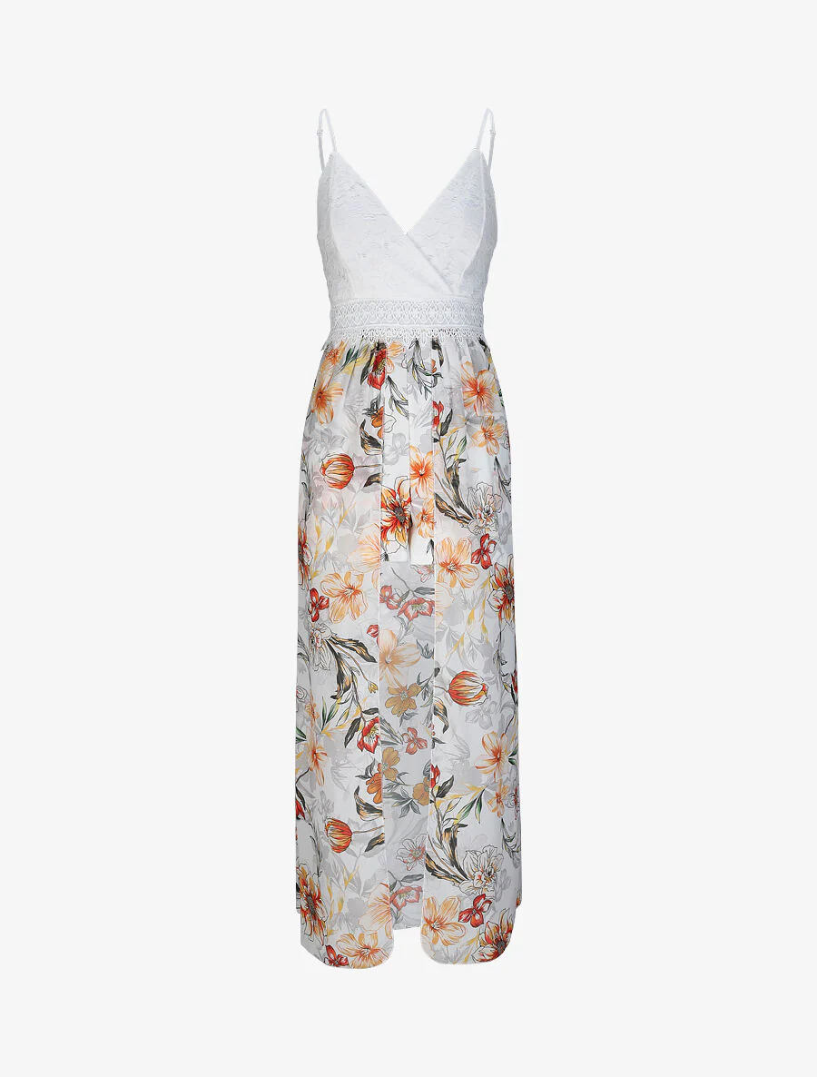 Aangepaste shorts met een tropische orchidee print - Wit