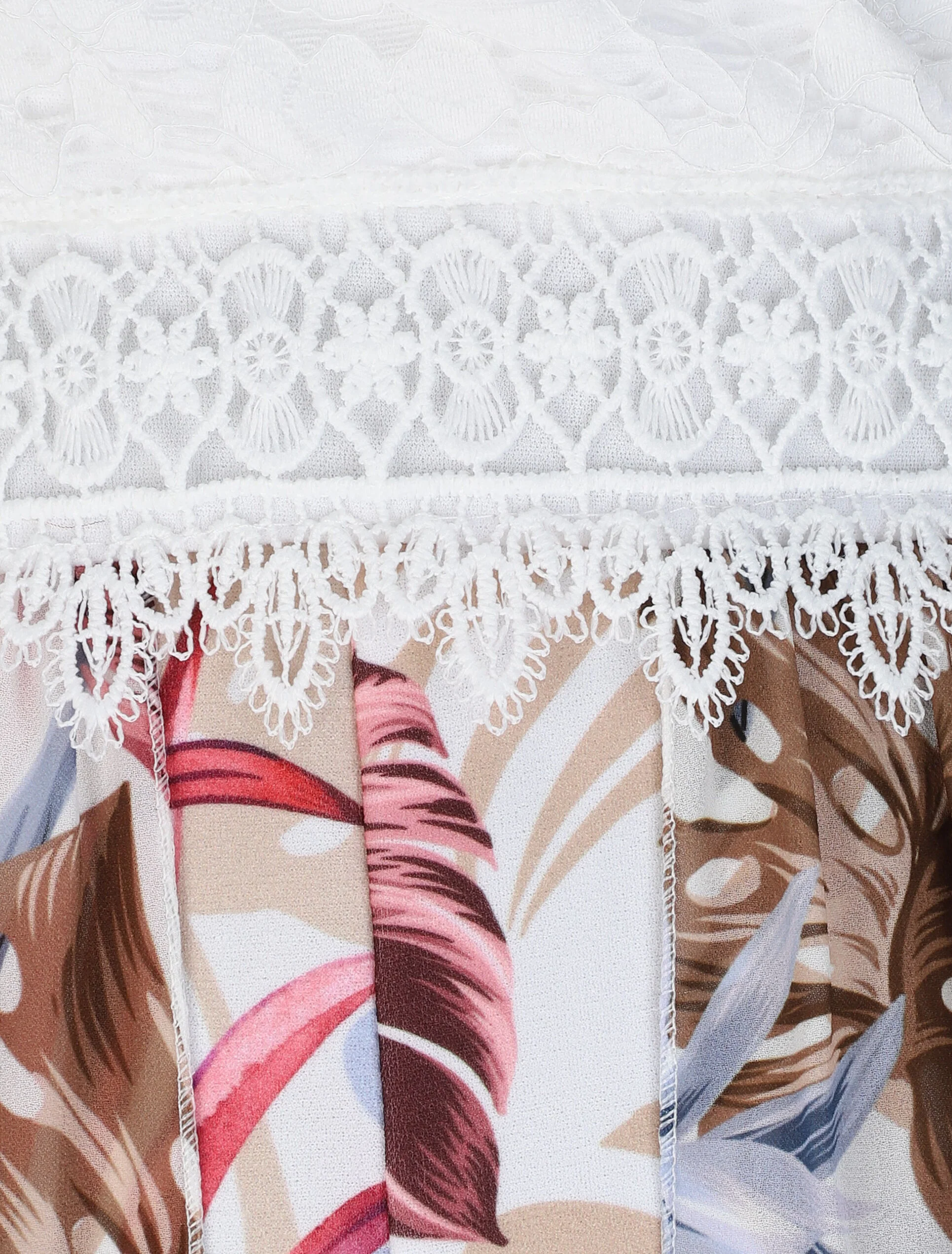 Aangepaste shorts met tropisch geprinte voile - Wit - Image 3