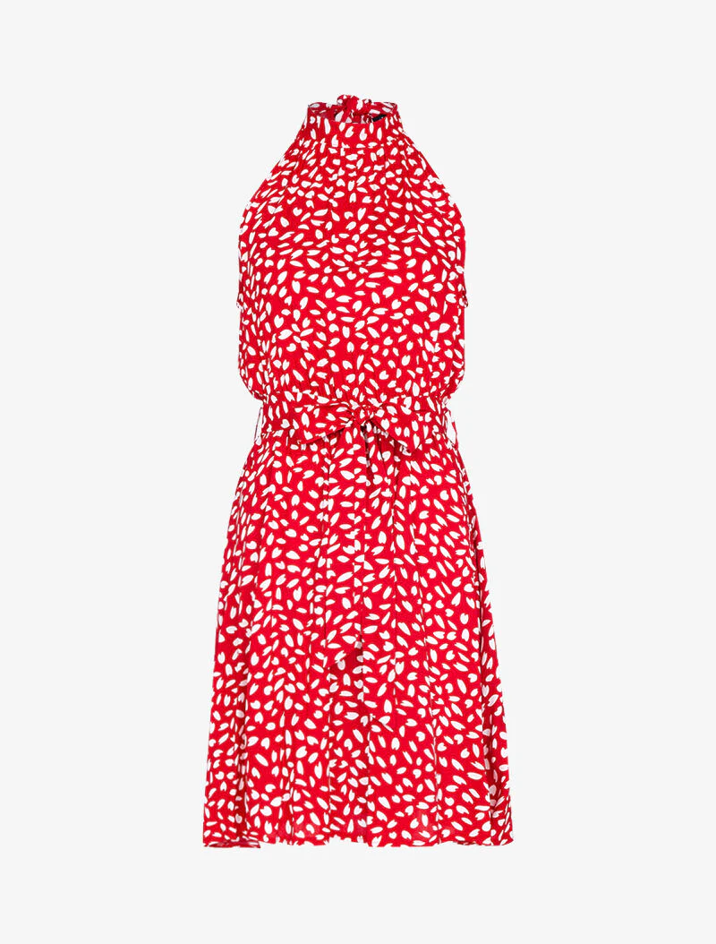 Aansluitende jurk met opstaande kraag - rood - Image 2