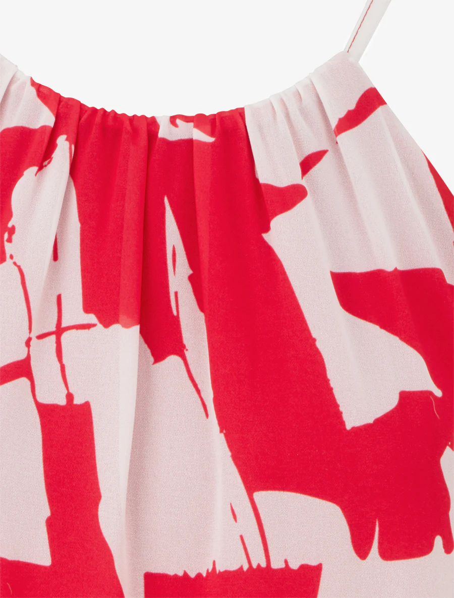 Abstracte bedrukte vloeiende top - Rood - Image 3
