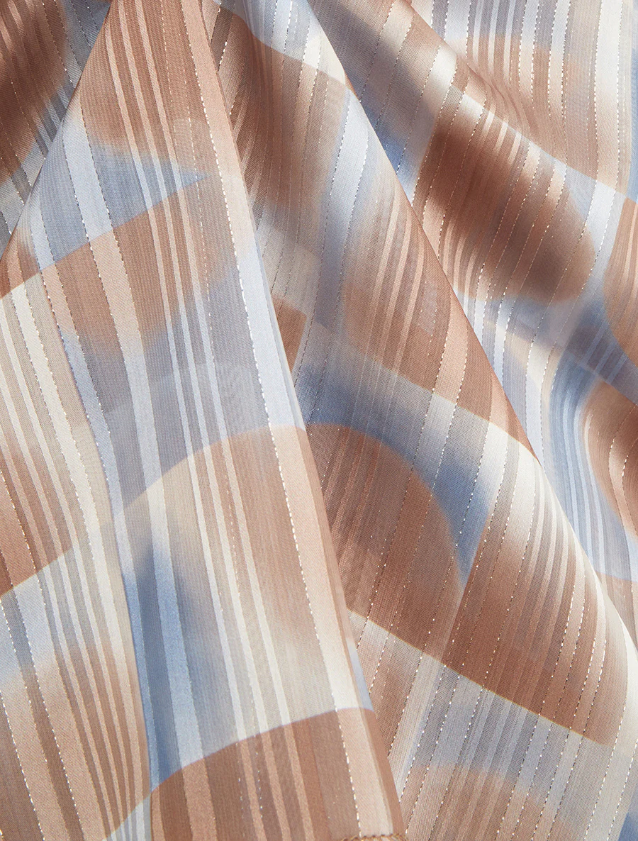Abstracte print caraco met iriserende strepen - Kameel - Image 3