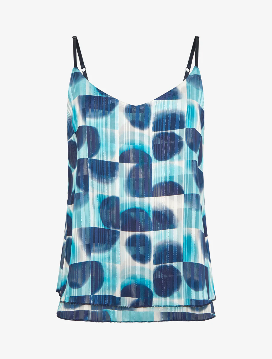 Abstracte print caraco met iriserende strepen - Marine