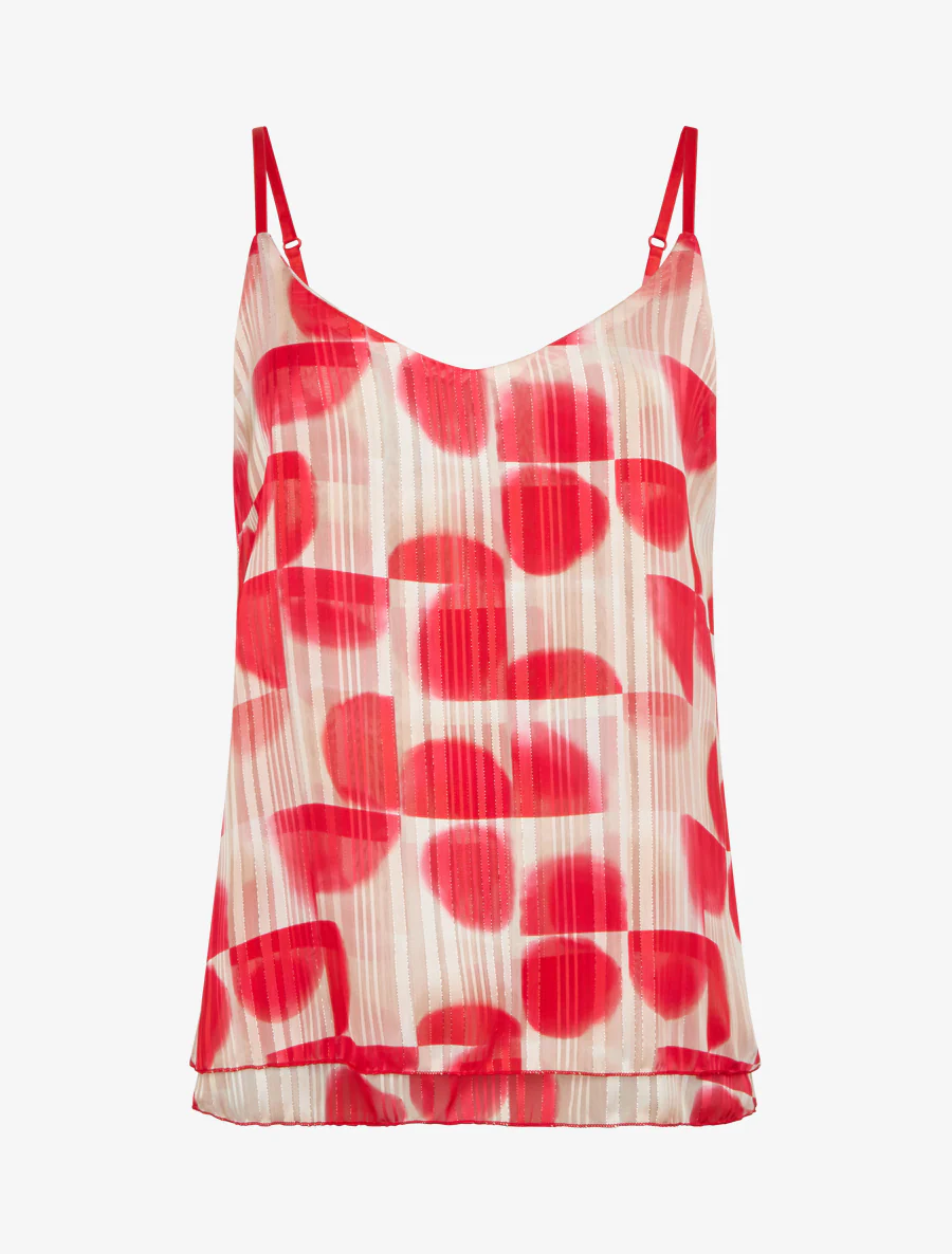 Abstracte print caraco met iriserende strepen - Rood