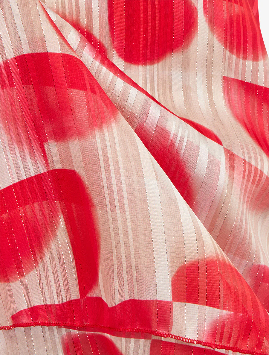 Abstracte print caraco met iriserende strepen - Rood - Image 3