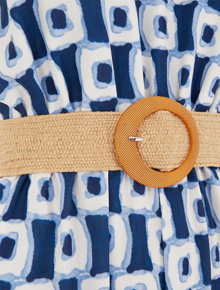 Abstracte print jumpsuit met bandjes en hartjesmotief. - Marine - Image 3