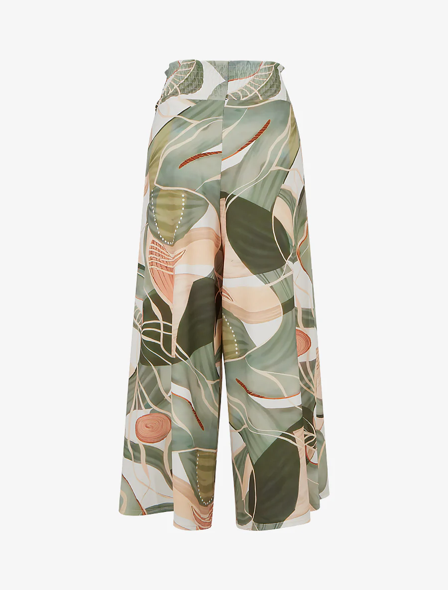 Abstracte printbroek met elastische tailleband - Kaki - Image 2