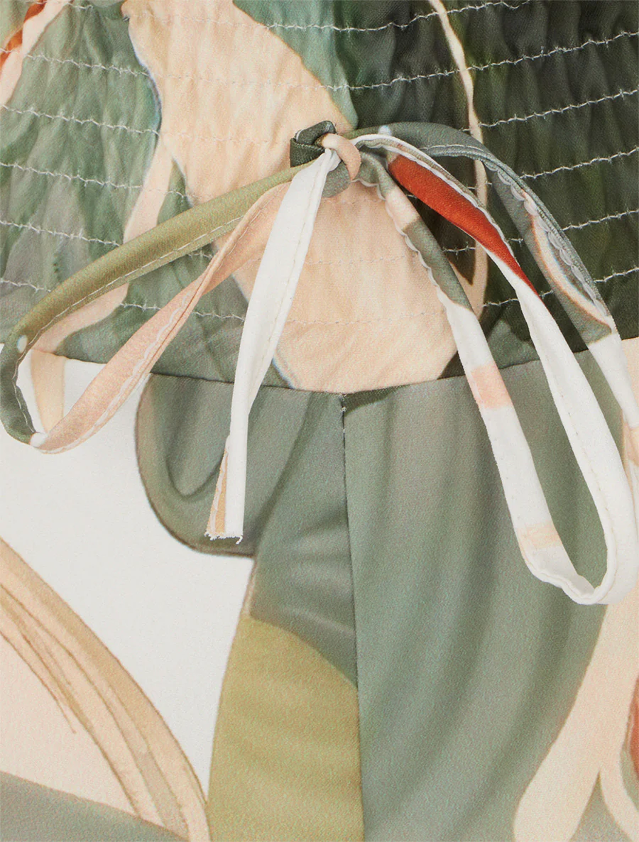 Abstracte printbroek met elastische tailleband - Kaki - Image 3