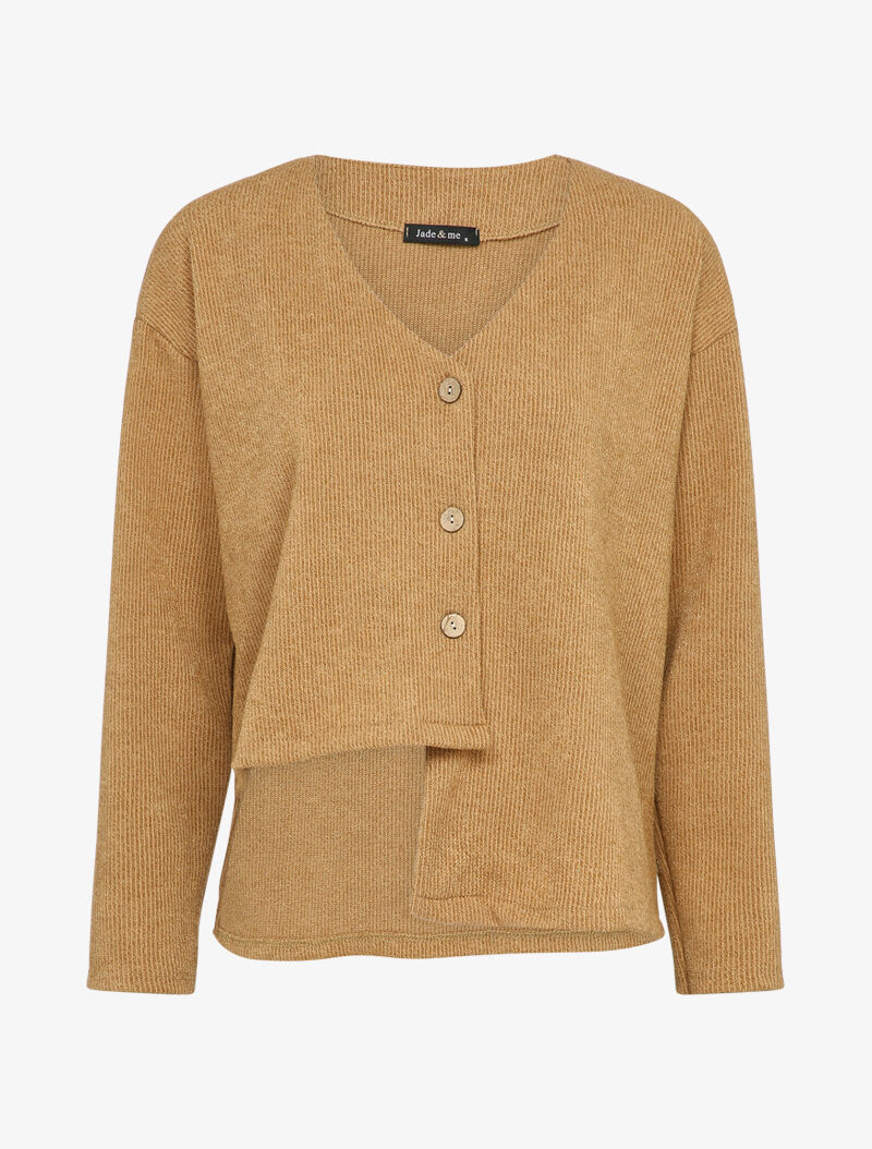 Cardigan met asymmetrische randen - Camel
