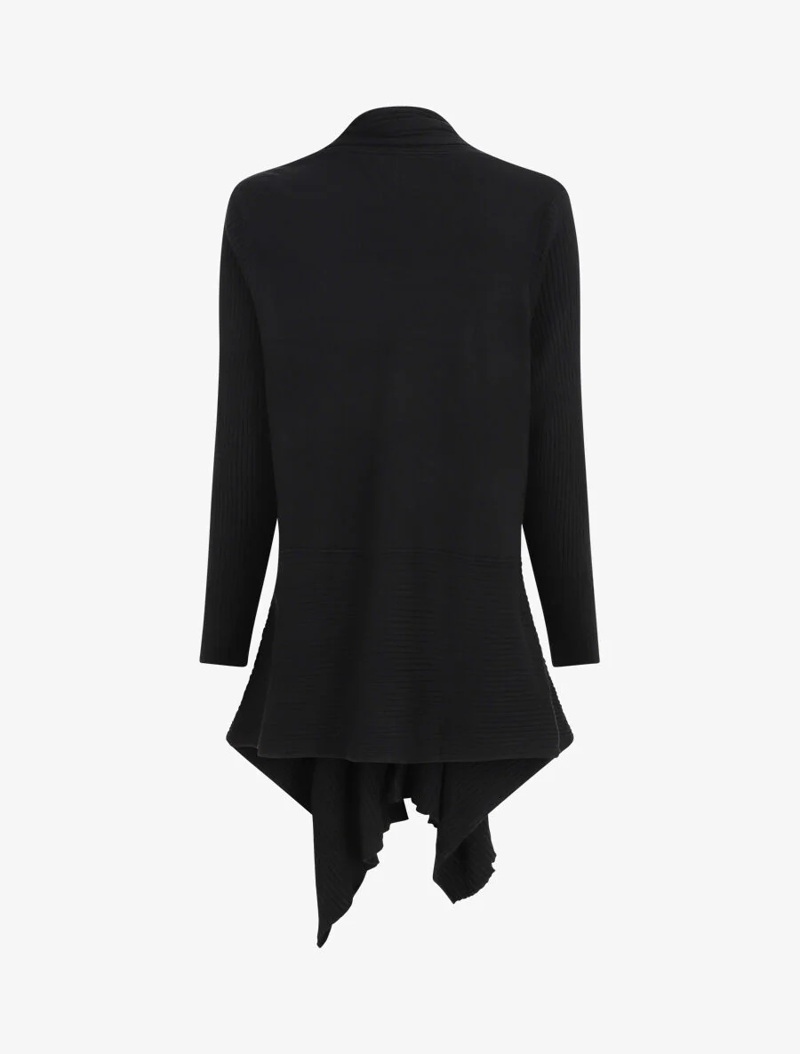 Asymmetrisch geribd vest - zwart - Image 2