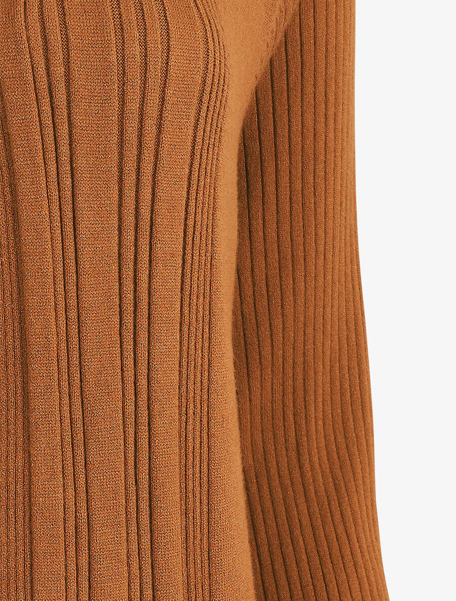 Asymmetrisch geribd vest - Kameel - Image 4