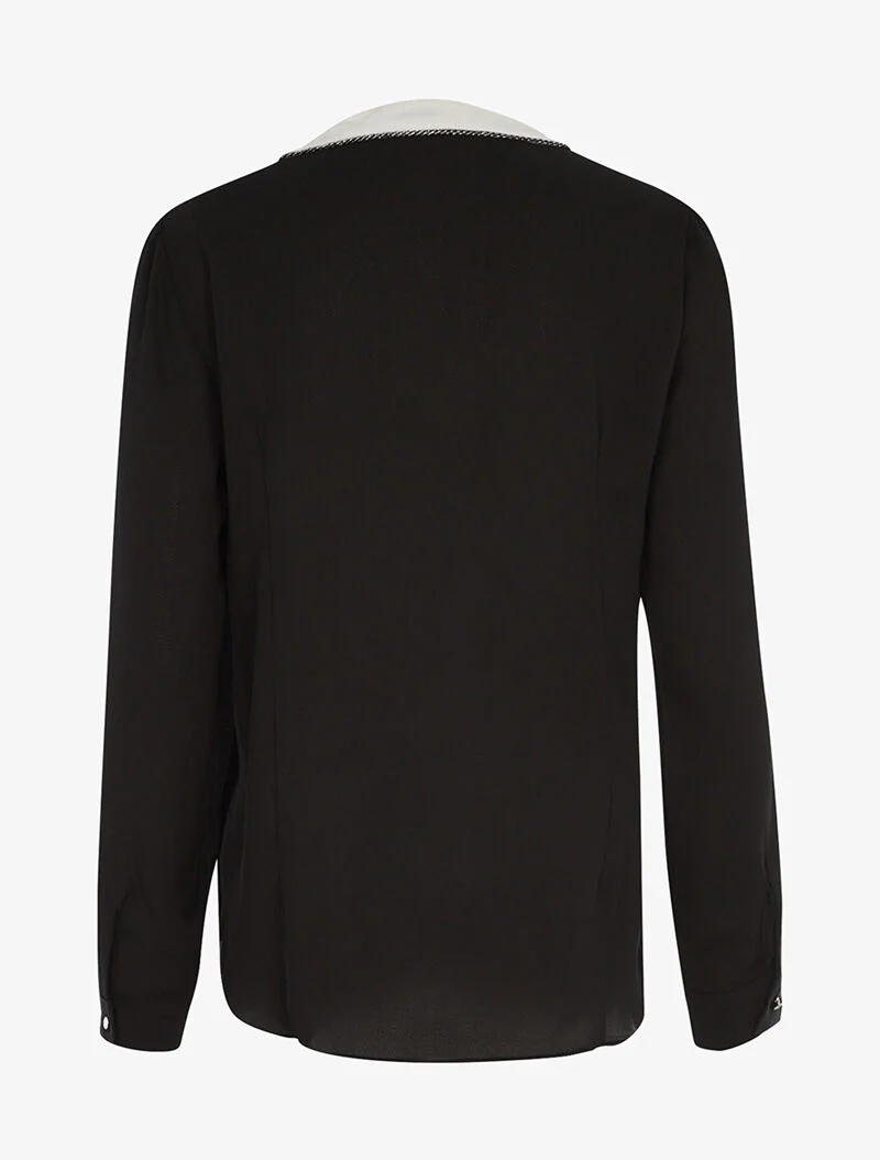 Asymmetrische blouse met bies - zwart - Image 2