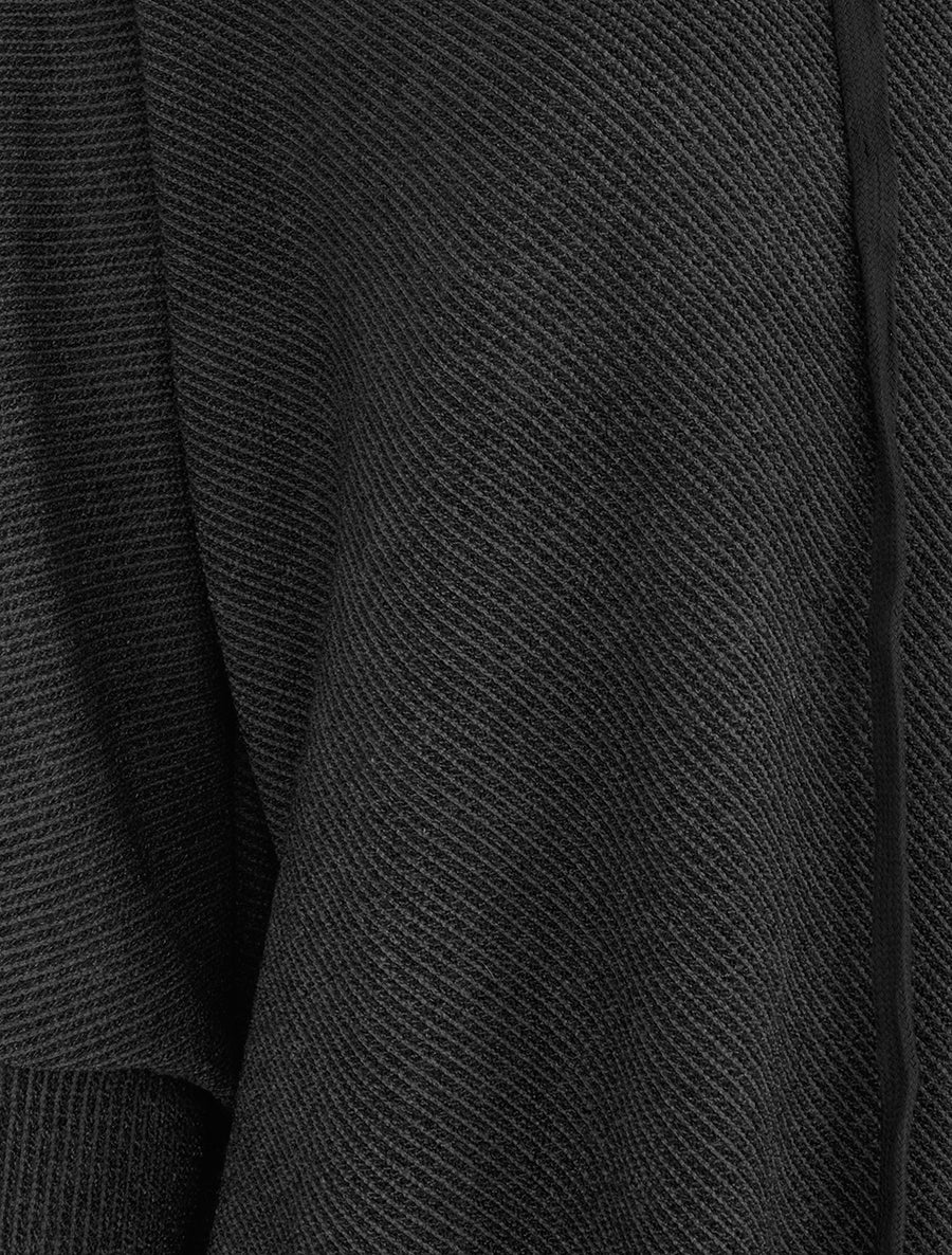 Asymmetrische dunne trui met capuchon - Zwart - Image 3