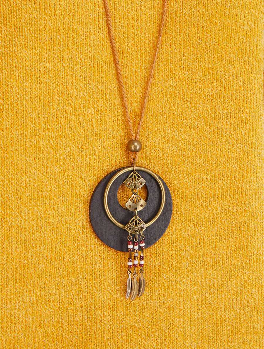 Asymmetrische dunne trui met oprolbare lange mouwen - Mosterdgeel - Image 3