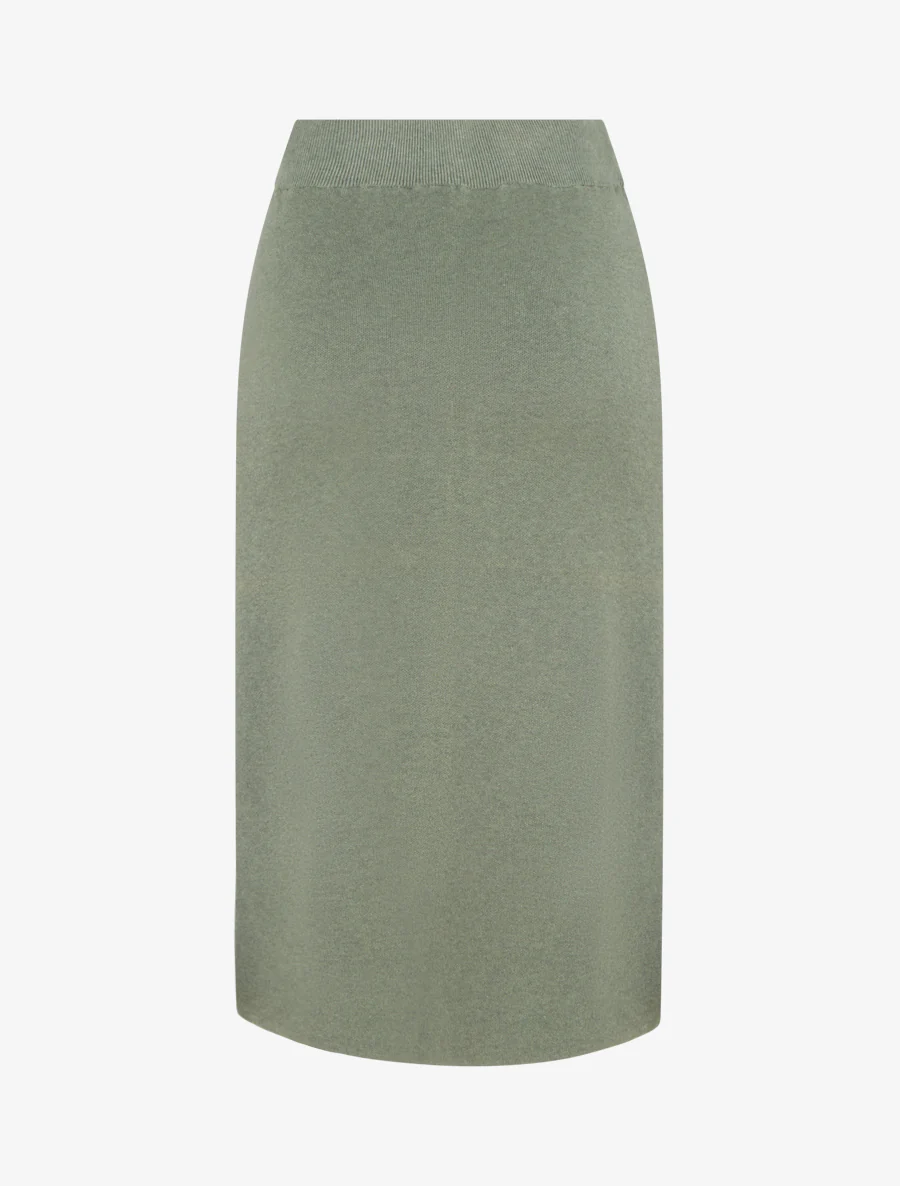 Asymmetrische gebreide effen rok - Kaki - Image 2
