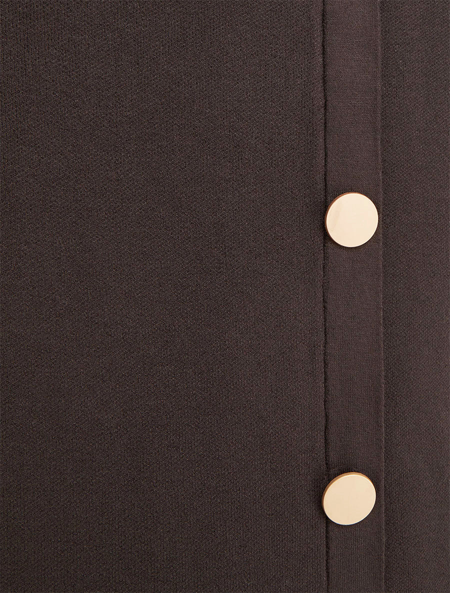 Asymmetrische gebreide effen rok - Donkerbruin - Image 3
