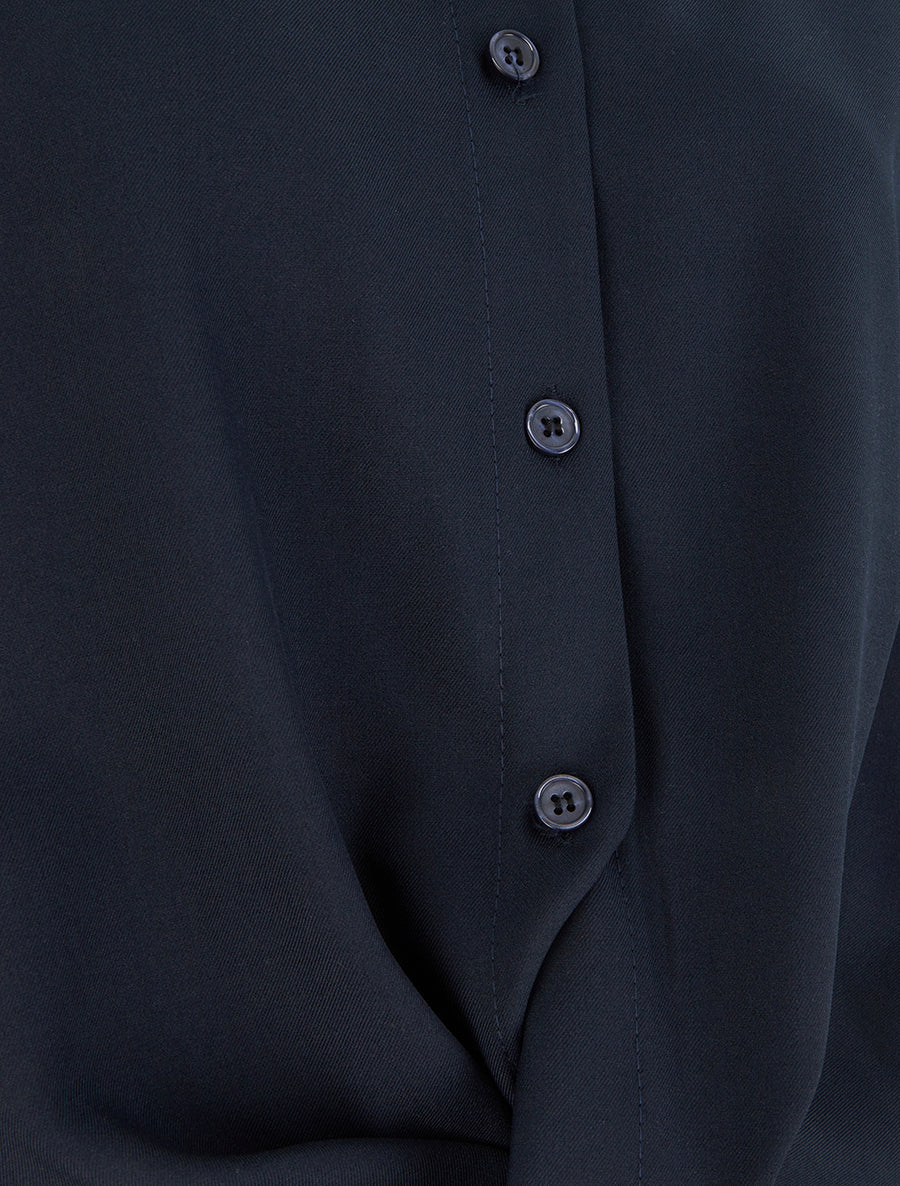 Asymmetrische geknoopte blouse - Marine - Image 3