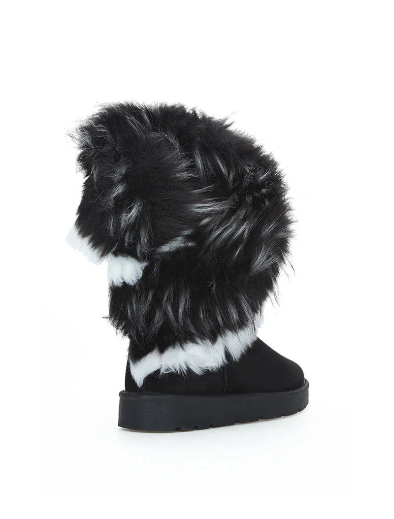 Asymmetrische bontlaarzen met bont - zwart - Image 4