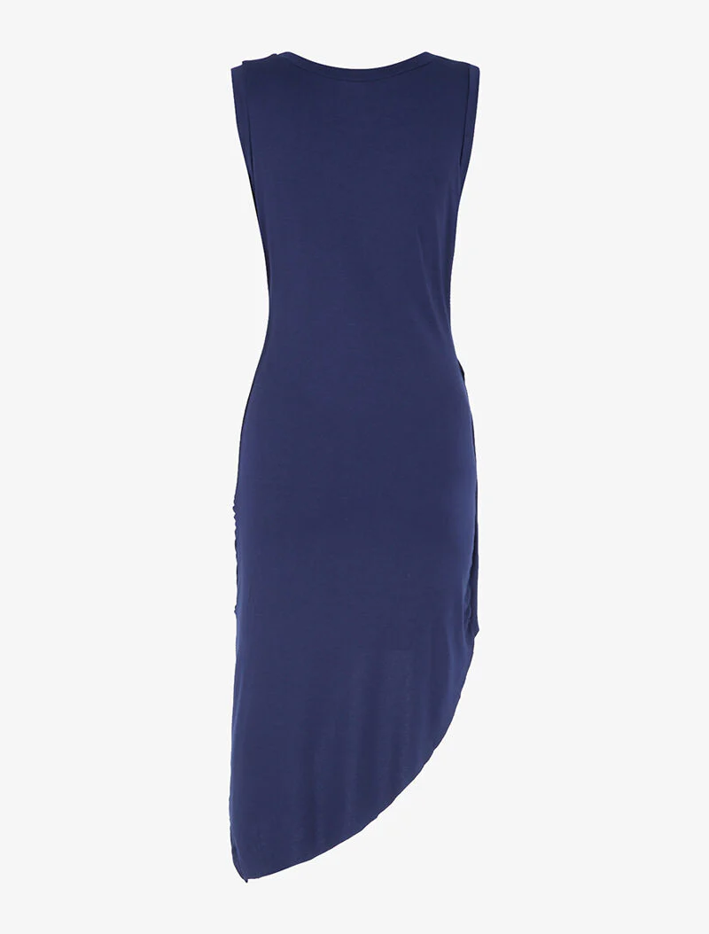 Asymmetrische snit jurk - marineblauw - Image 2