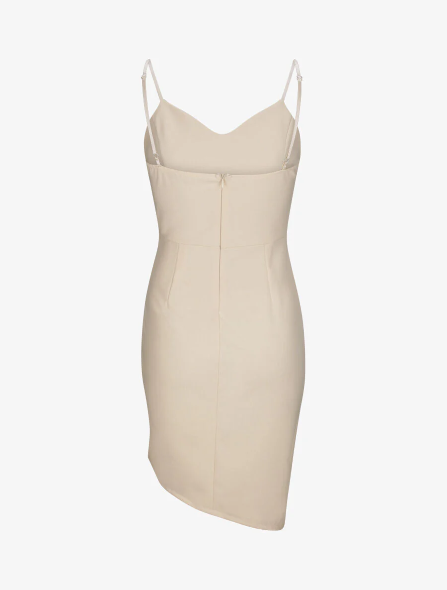Asymmetrische jurk met dunne bandjes - beige - Image 2
