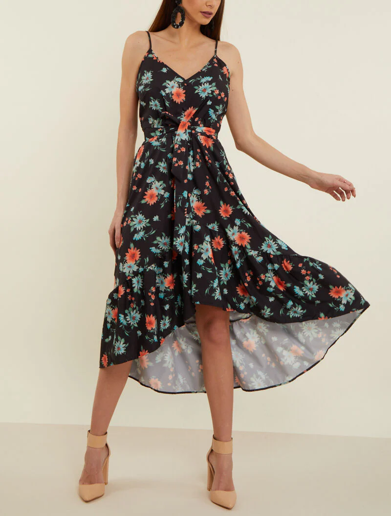 Asymmetrische jurk met prints - zwart - Image 3
