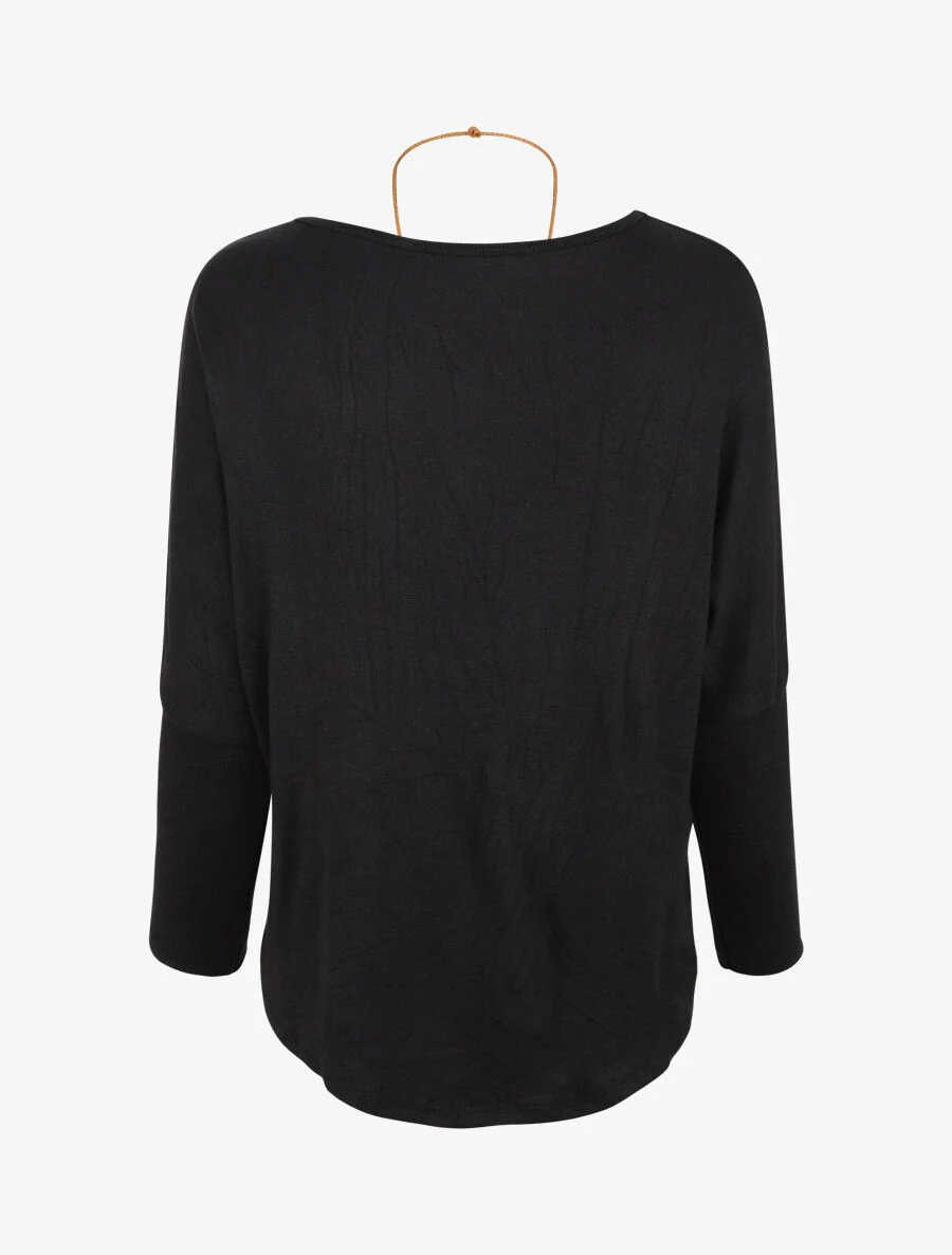 Asymmetrische lage batwing-trui - Zwart - Image 2