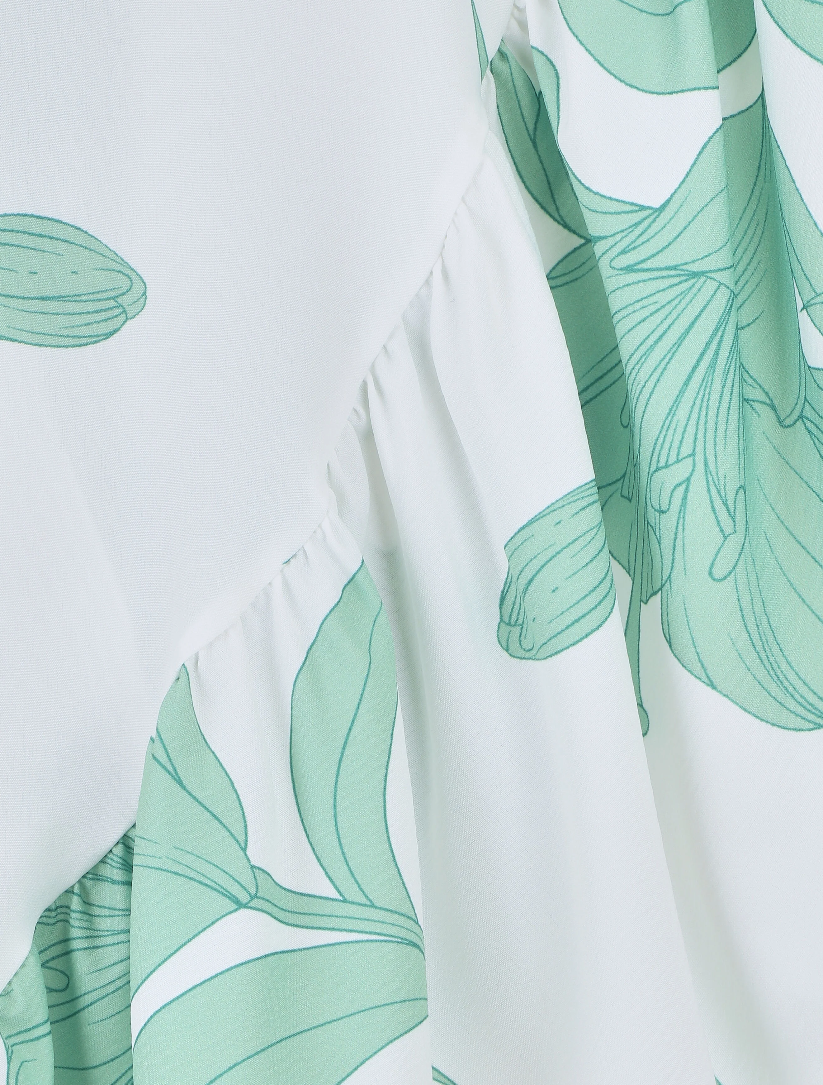 Asymmetrische lange jurk met grote bloemenprint - wit - Image 3