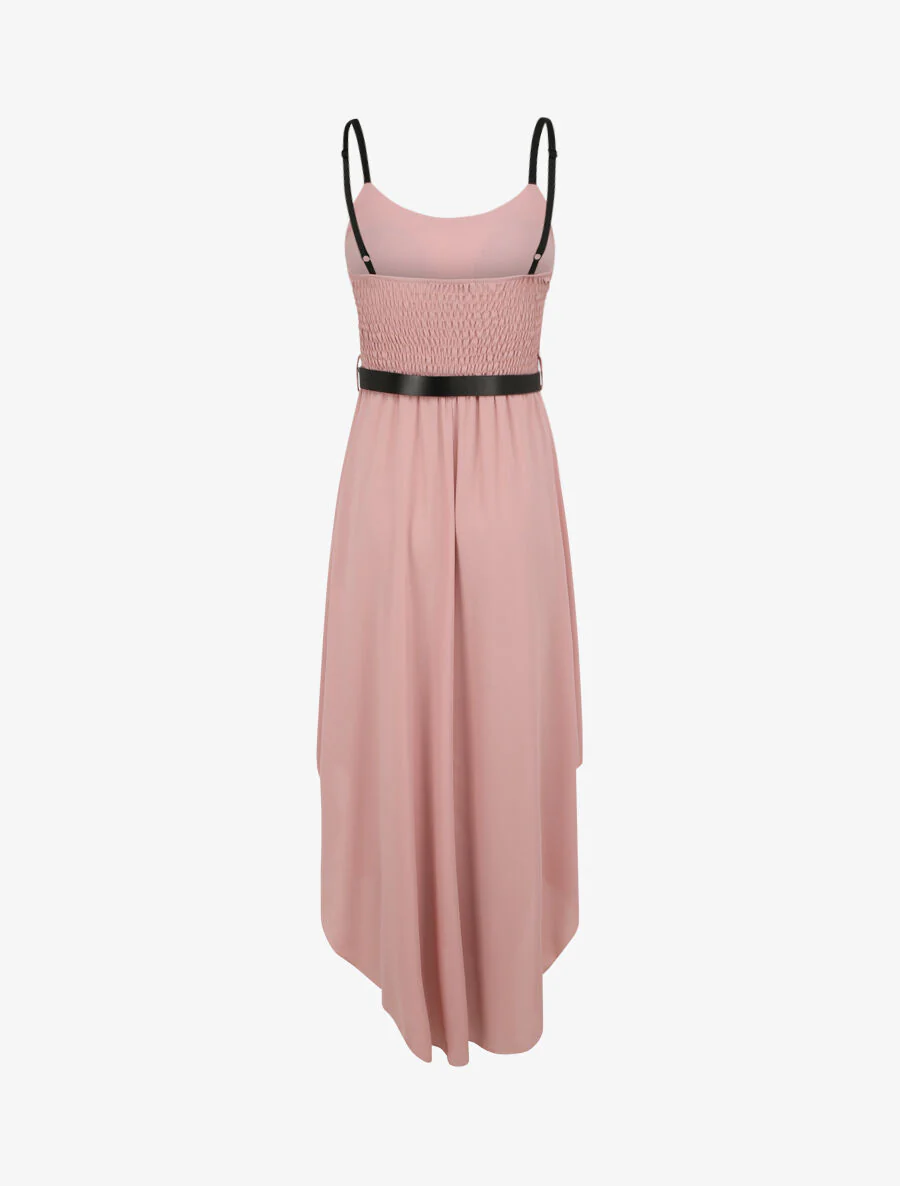 Asymmetrische lange jurk met skatersnit - Oudroze - Image 2