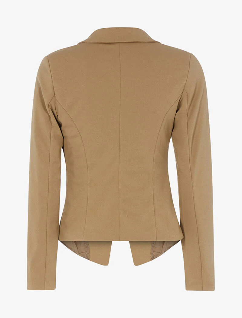 Blazer met asymmetrische panden en ritsen - camel - Image 2