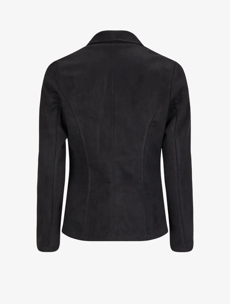 Suède jas met asymmetrische panden - Zwart - Image 2