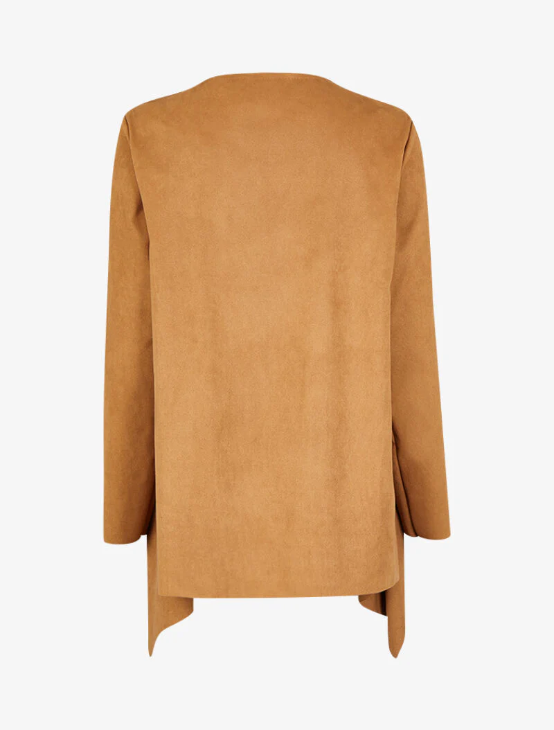 3/4 suède asymmetrische vest - Camel - Image 2