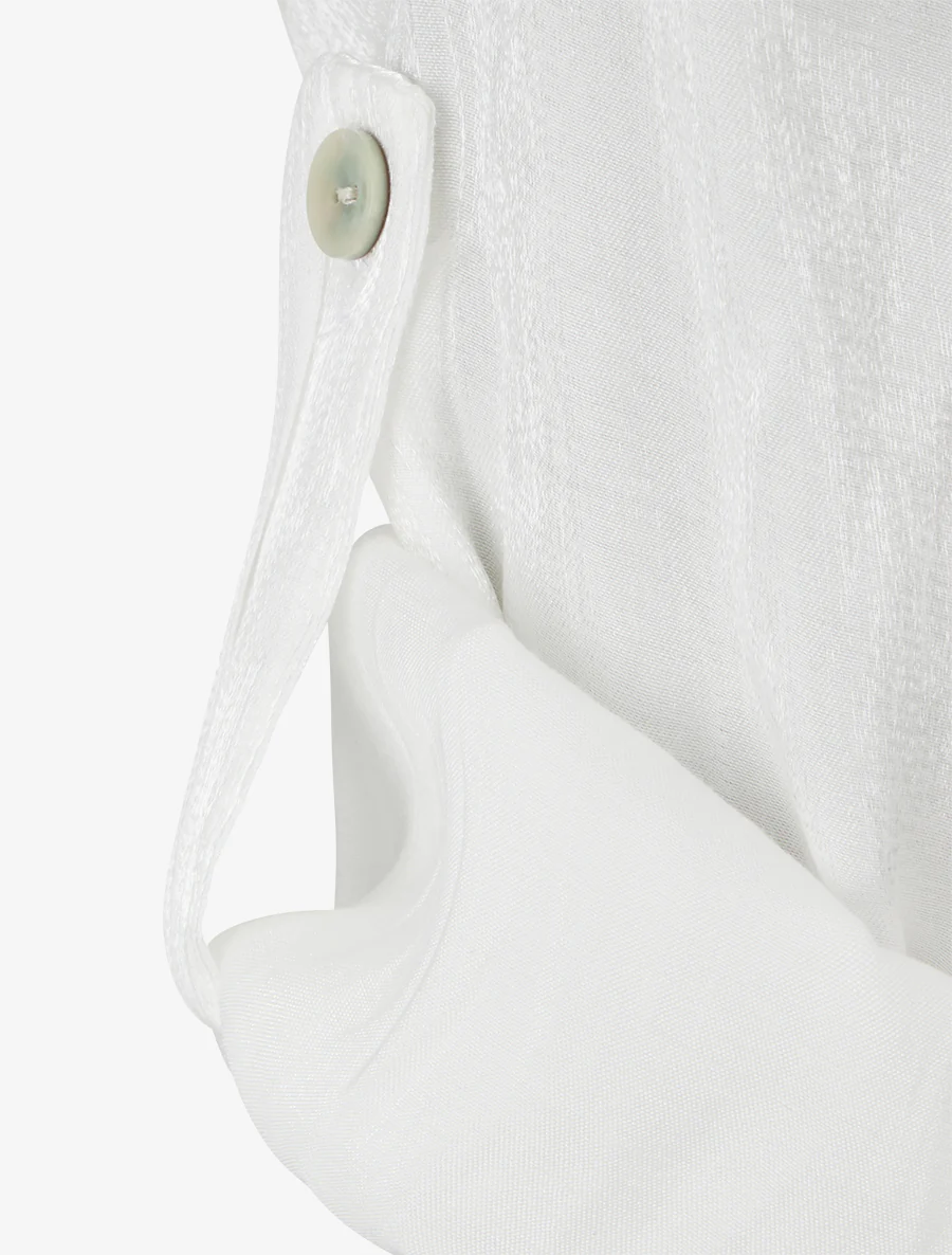 Asymmetrische parelmoeren blouse met oprolbare lange mouwen - Wit - Image 3