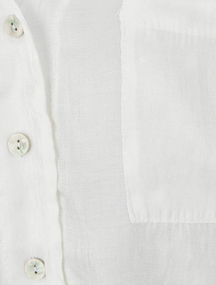 Asymmetrische parelmoeren blouse om te knopen - Wit - Image 3