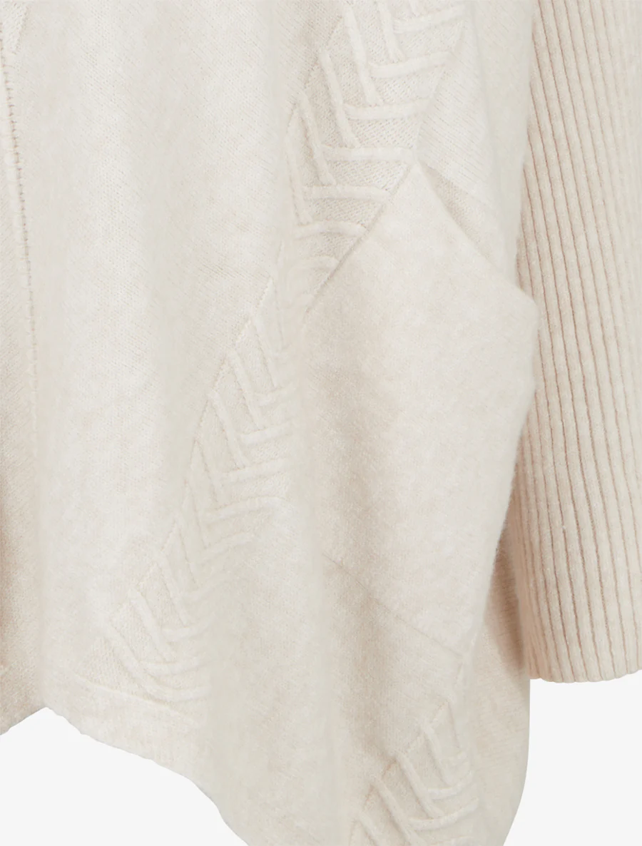 Asymmetrische poncho met coltrui - Ecru - Image 3