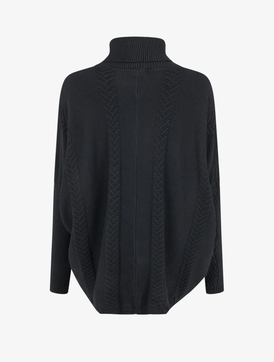Asymmetrische poncho met coltrui - Zwart - Image 2