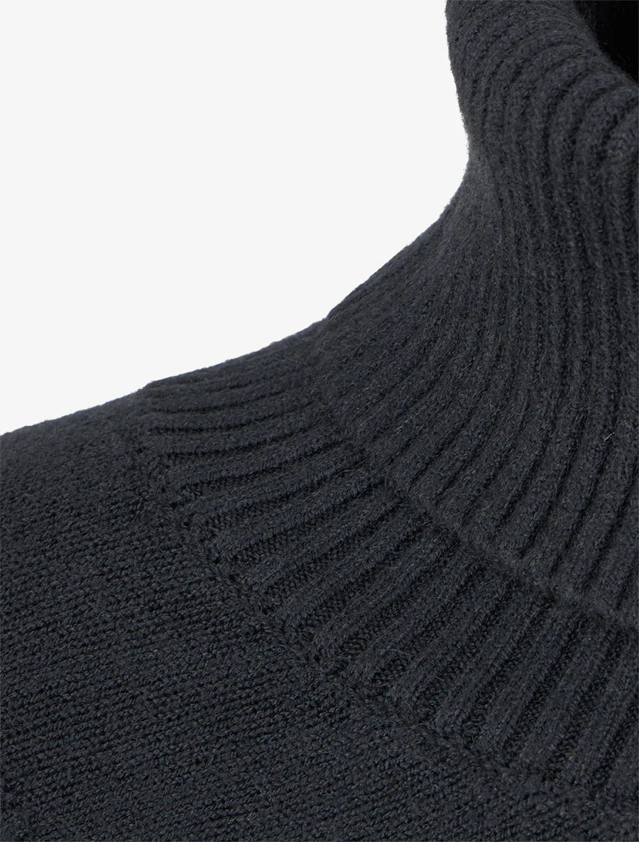 Asymmetrische poncho met coltrui - Zwart - Image 3