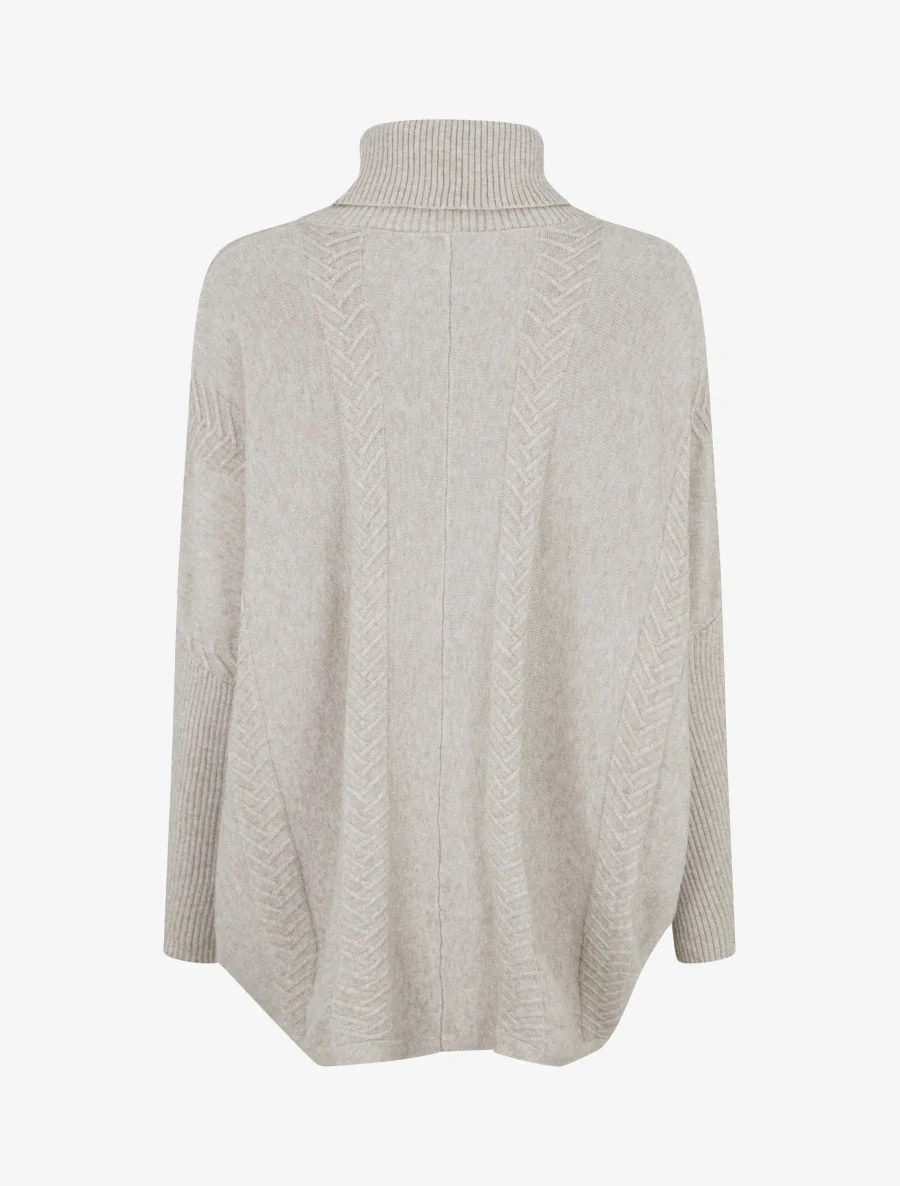 Asymmetrische poncho met coltrui - Lichtmol - Image 2