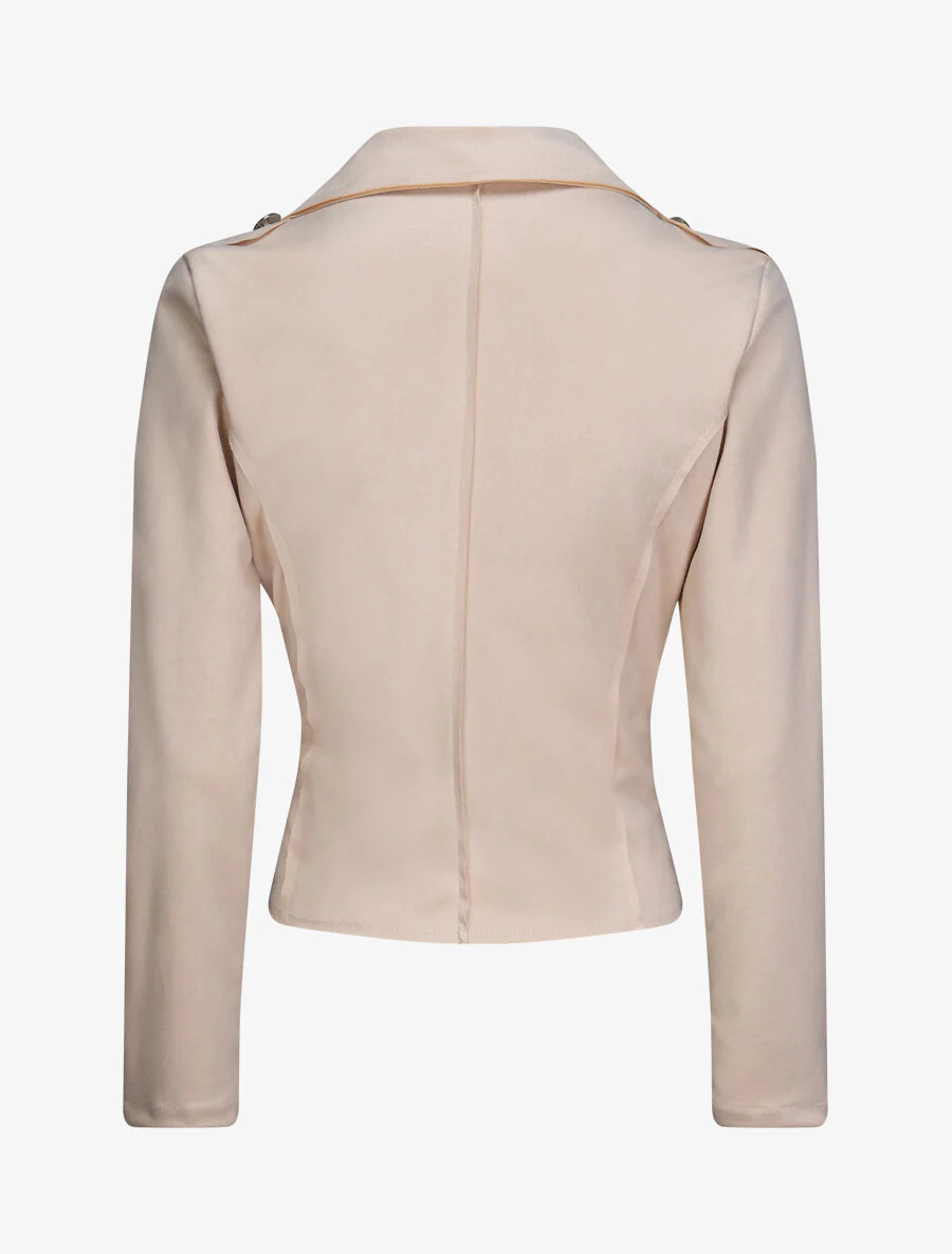 Asymmetrische rits suède jas - Beige - Image 2
