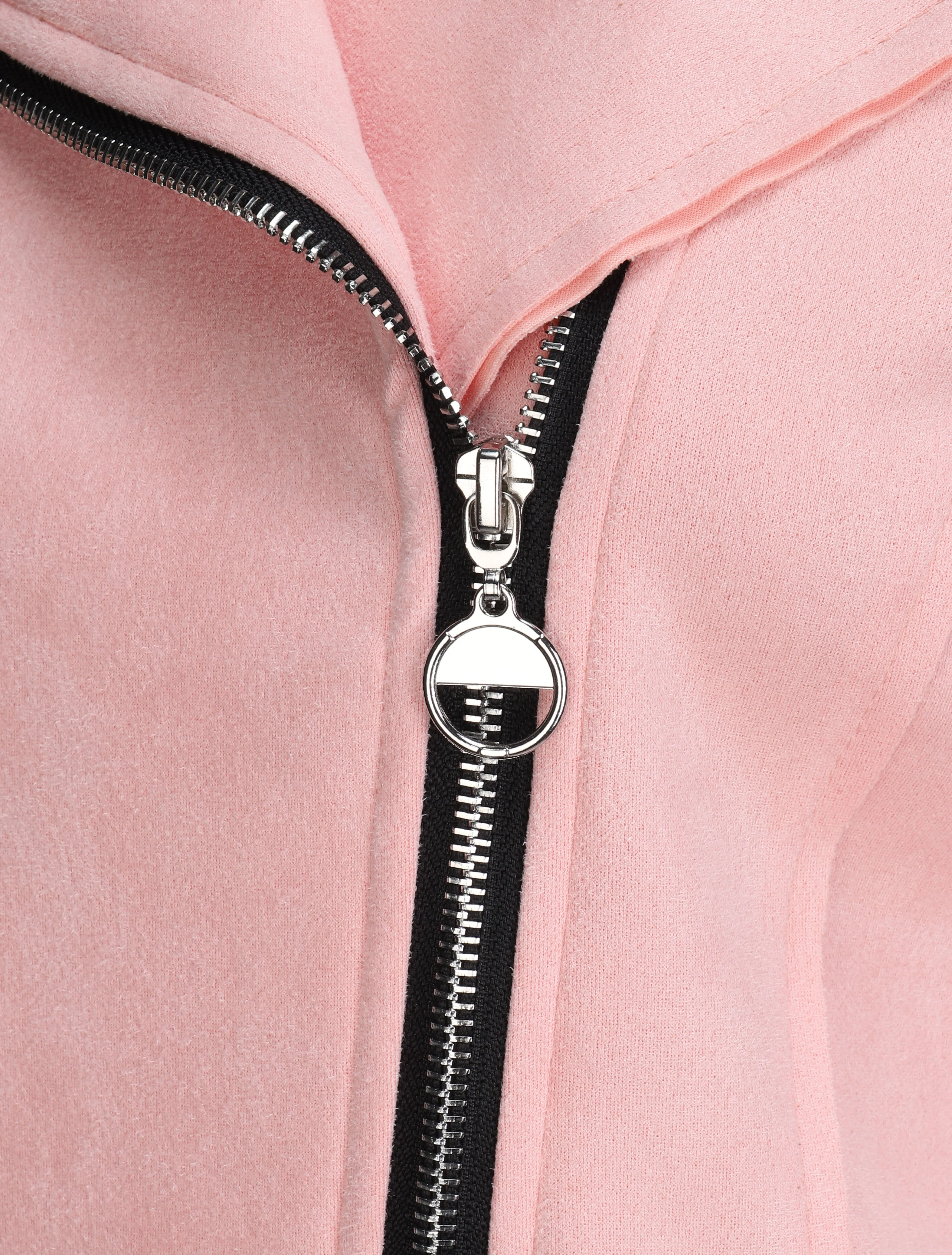 Asymmetrische rits suède jas - Roze - Image 3
