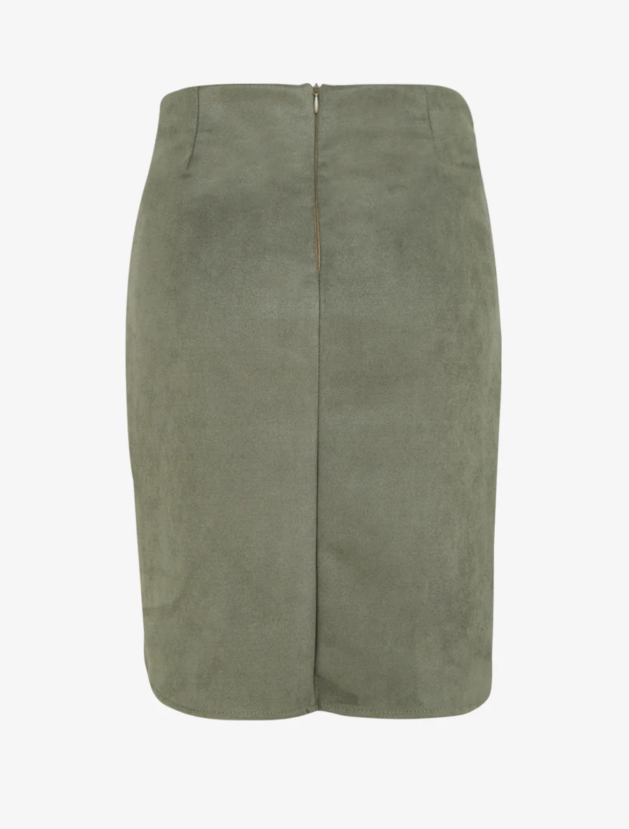 Asymmetrische rok van suèdine - Kaki - Image 2