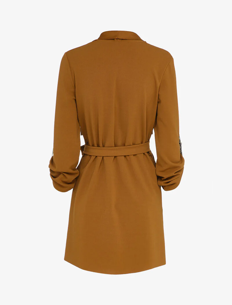 Asymmetrisch sjaalkraagvest - Camel - Image 2