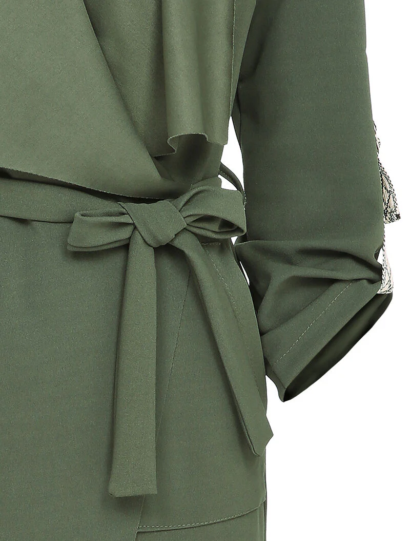 Asymmetrisch sjaalkraagvest - Olijfgroen - Image 3