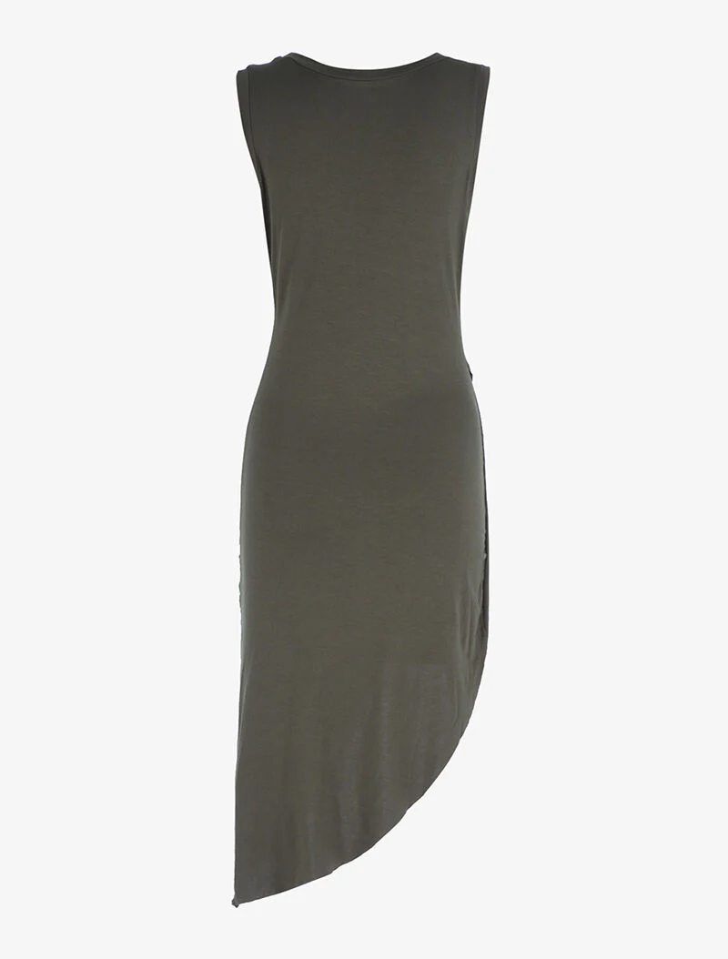 Asymmetrische snit jurk - kaki - Image 2