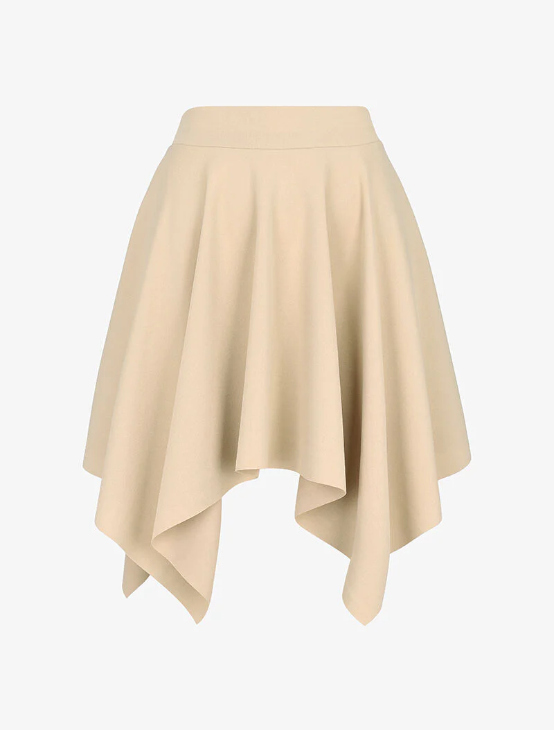 Asymmetrische skaterrok - beige