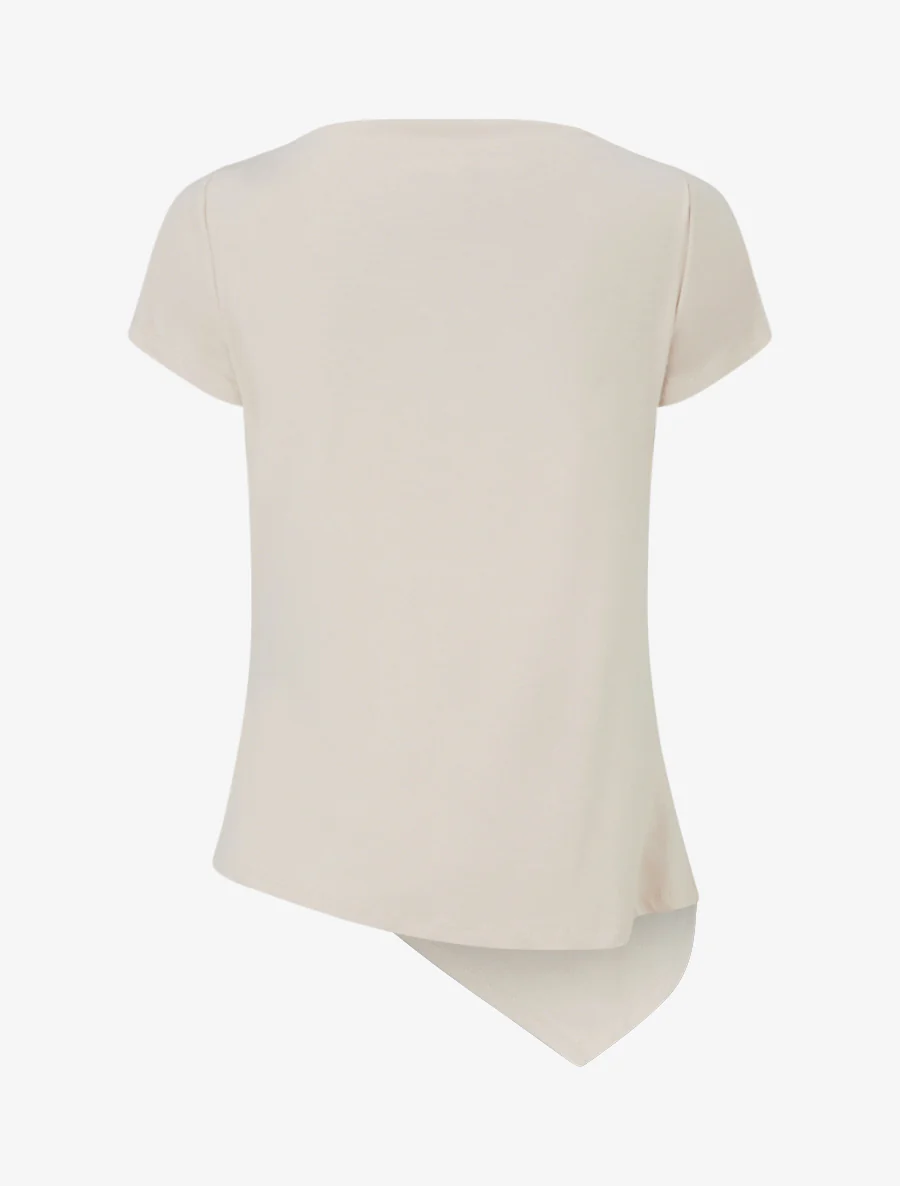 Asymmetrische top met korte mouwen - Beige - Image 2
