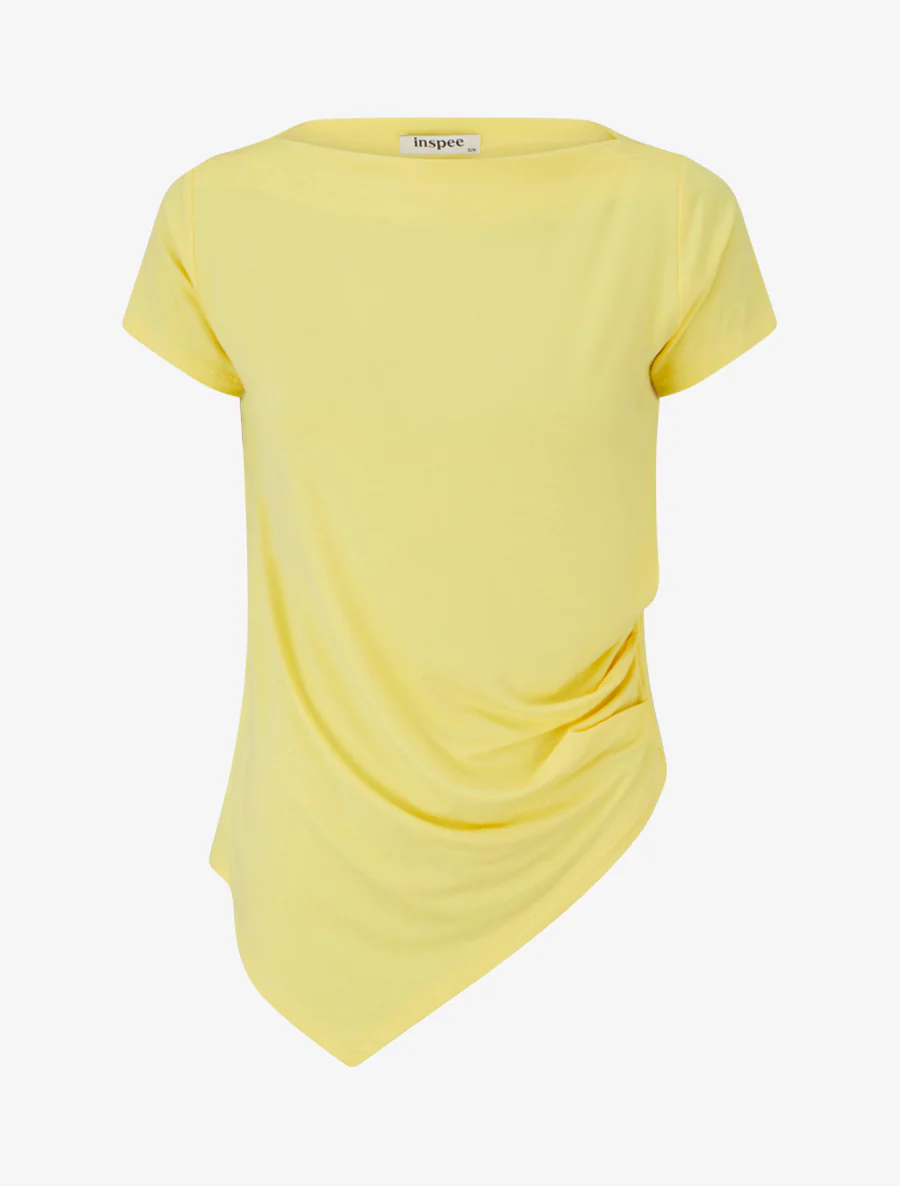 Asymmetrische top met korte mouwen - Geel