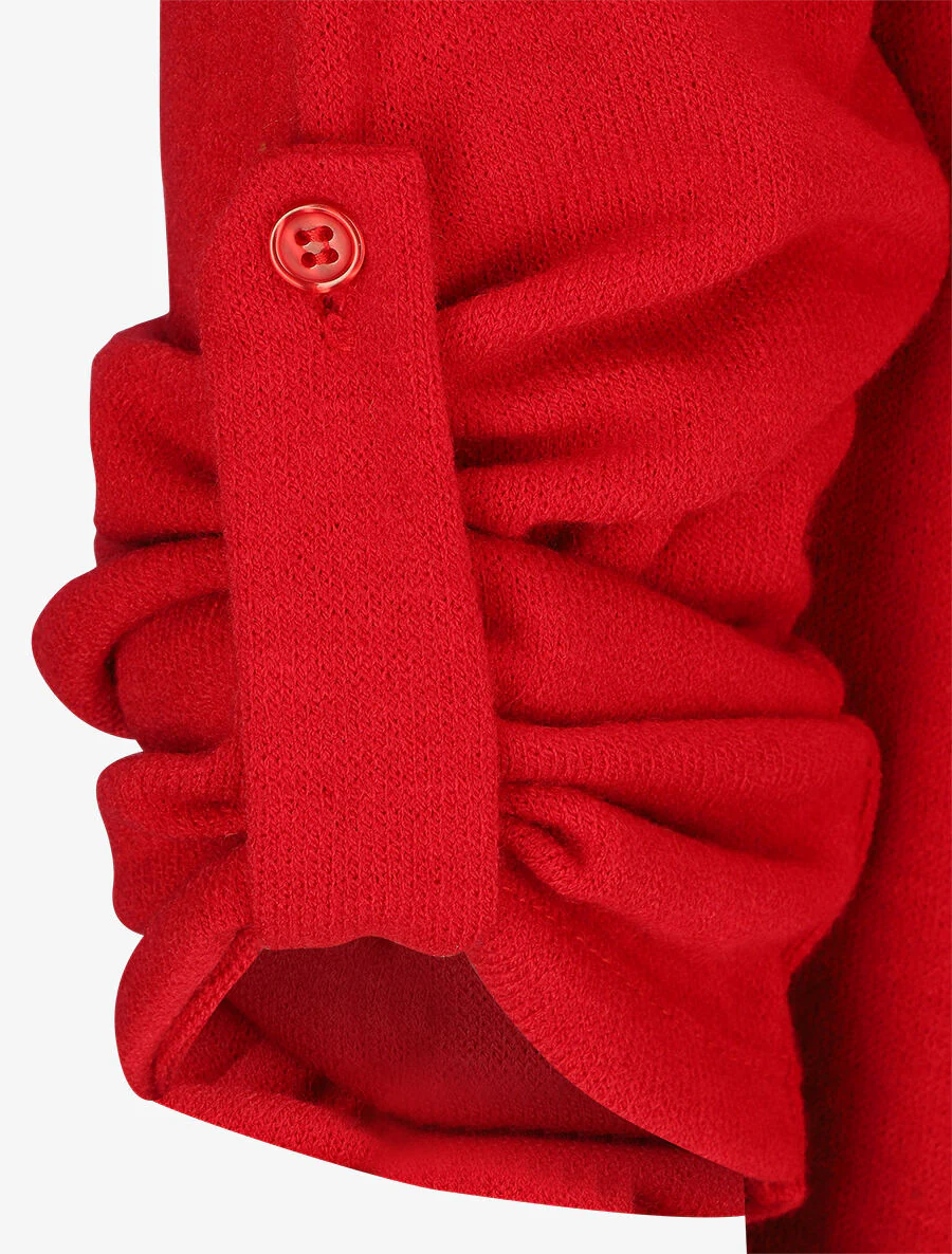 Asymmetrische trui met opklapbare mouwen - Rood - Image 3