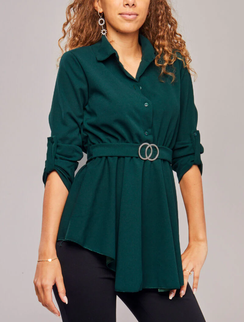 Asymmetrische tuniek met gestileerde gesp - Groen - Image 4