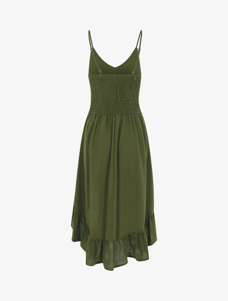 Asymmetrische jurk met ruches - kaki - Image 2