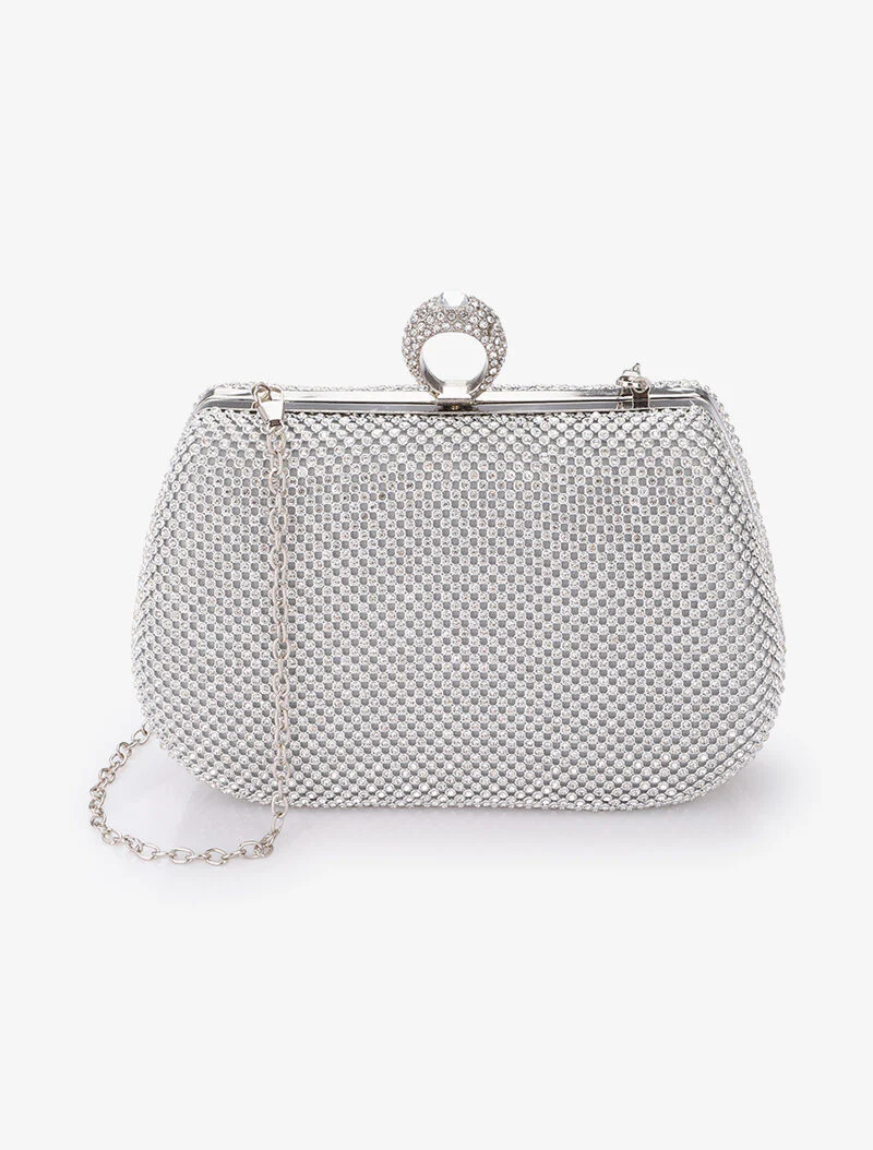 Avondclutch met ring sluiting - Zilver